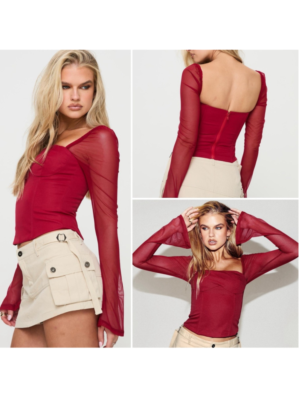 NWT Women's long sleeve Corset top Small Princess Polly Red Mendi Size 4